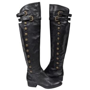 Sam Edelman Pierce 2 OTK Strappy Leather Boot Button Detail Pirate Military sz 6